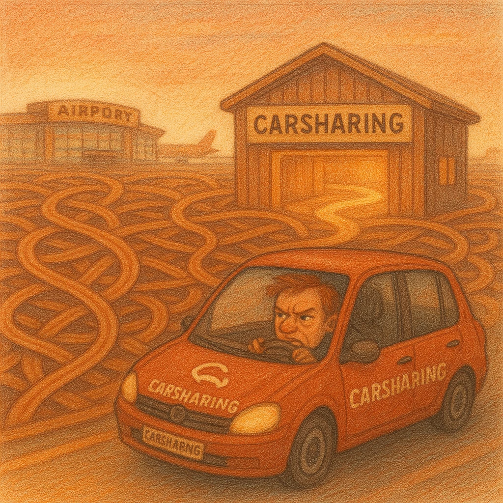 Car-sharing car at the Sheremetyevo toll booth