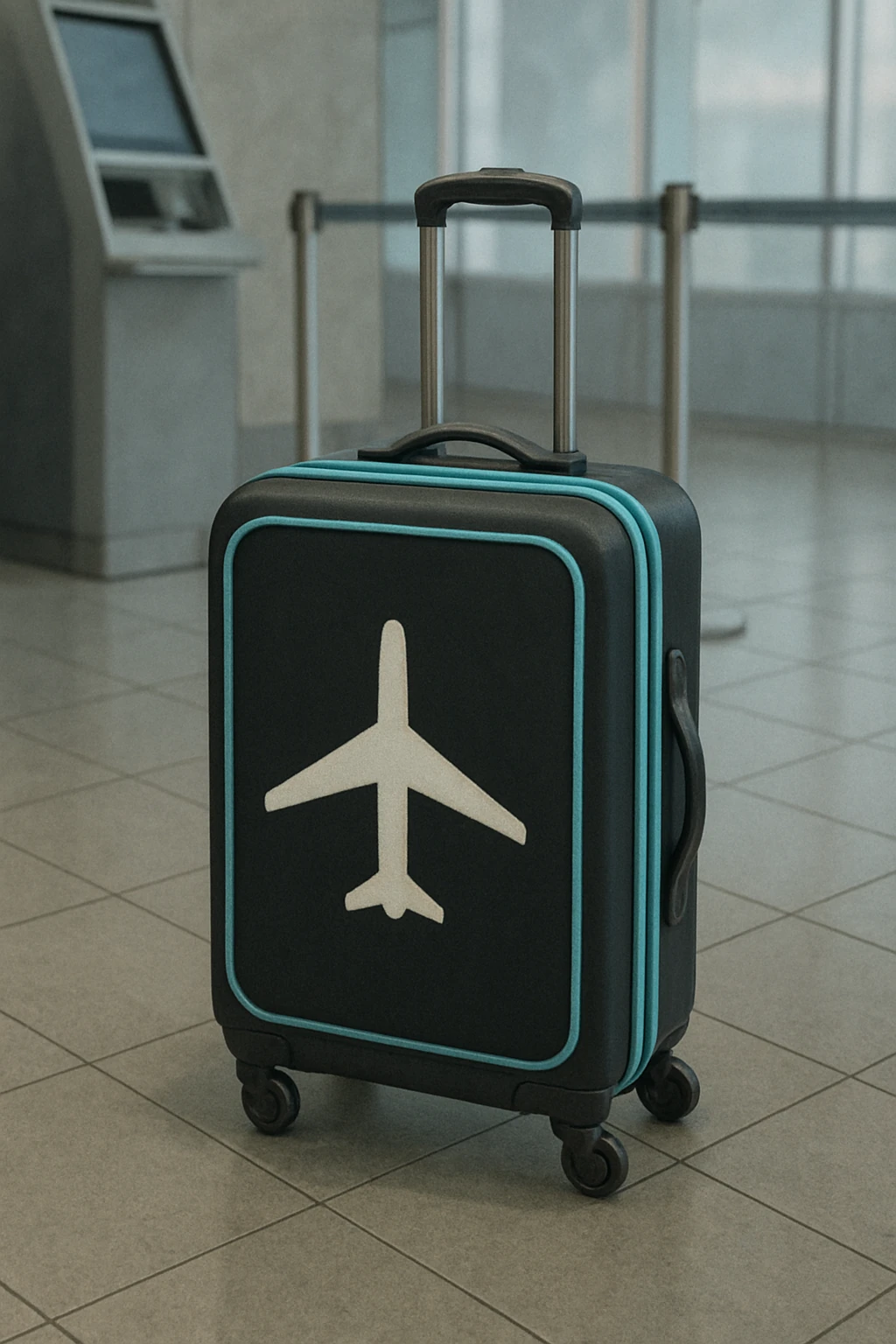 Our suitcase waiting alone in the airport parking lot